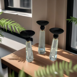 Candélabre en cristal aux accents d'argent <span class=keywords><strong>noir</strong></span> <span class=keywords><strong>Chandelier</strong></span> élégant pour la décoration de la maison pour les mariages Centres de table de Pâques X-mas - Product Image 1