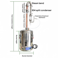 Commerciële 15L-98L RVS Elektrische Essentiële Oliedestillatiemachine Vacuümdestillatieinstallatie Motor voor 50L
