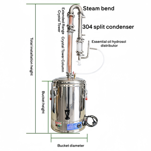Distillateur d'huiles essentielles électrique commercial en acier inoxydable 15L-98L, équipement de distillation sous vide avec moteur pour 50L - Product Image 4