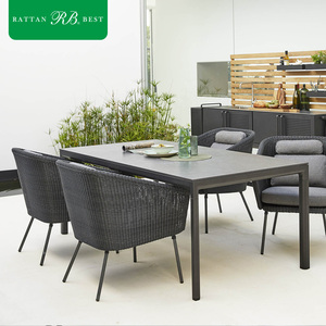 Sedia da <span class=keywords><strong>Esterno</strong></span> Moderna in Vimini Intrecciato Grigio <span class=keywords><strong>Antracite</strong></span> con Gambe Sottili in Metallo per Lounge sul Tetto - Product Image 3