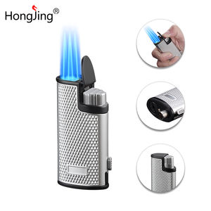 Accendino per Sigari Hongjing a Tripla Fiamma con Pistola Spray Gonfiabile e Coltello, Accendino Portatile Antivento per Esterni - Product Image 1