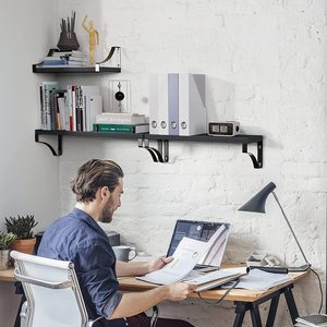 <span class=keywords><strong>Étagère</strong></span>s flottantes murales en <span class=keywords><strong>bois</strong></span> et <span class=keywords><strong>métal</strong></span>, à un seul niveau, multifonctionnelles, pour salle de bain, rangement mural, salon, <span class=keywords><strong>garage</strong></span>, armoire, épices et sacs - Product Image 4