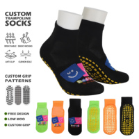 Chaussettes de trampoline antidérapantes respirantes à séchage rapide avec logo personnalisé pour enfants et adultes – Conception pour aire de jeux – Chaussettes de grip pour trampoline – Saison printemps