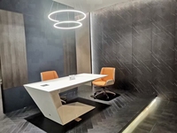 Escritorio Modular de Oficina Tipo I de Estilo Nórdico, Marca ML, en MDF, Moderno, Ejecutivo, para CEO, Color Rosa y Blanco, Hogar Inteligente, 3 Años de Garantía