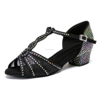 Chaussures de danse latine/salsa LUOQIAO L672 en denim bleu avec strass brillants, professionnelles, à semelle souple et respirantes