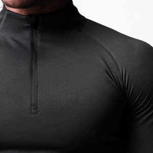 Sudadera de compresión de cuello alto para hombre con media cremallera, manga larga, para fitness, con cremallera, para entrenamiento de invierno, gimnasio, correr, hecha de forro polar. - Product Image 3