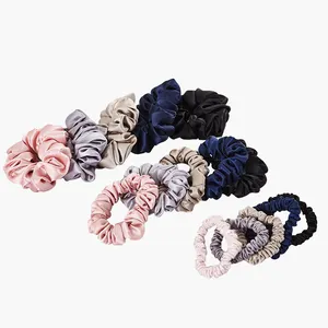 3.5cm 19mm Bulk Order Luxury Mulberry Silk 6A Grade Silk Scrunchies With High Quality With Multi-color For Girls