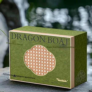 กล่องของขวัญทรงสี่เหลี่ยมสีเขียวสำหรับเทศกาลเรือมังกร บรรจุภัณฑ์ฝาปิดแบบกำหนดเองได้ทั้งฝาบนและฝาล่าง - Product Image 2