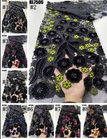 Tissu en velours avec paillettes, tissu textile personnalisé, velours lourd avec perles et paillettes, dentelle, tissu brodé avec fleurs 3D
