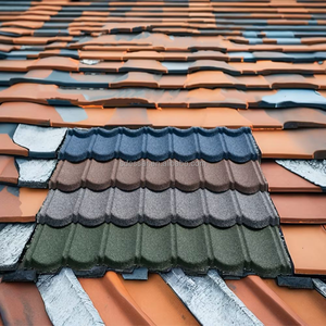 Feuilles de toiture en acier ondulé de <span class=keywords><strong>couleur</strong></span> principale Tuile métallique de toit enduite de pierre de Galvalume pour <span class=keywords><strong>la</strong></span> maison - Product Image 2