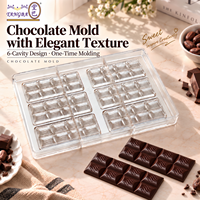 Moule à chocolat personnalisé Tangba, 6 cavités, texture élégante, barre de 40g, OEM ODM pour chocolaterie, boulangerie, pâtisserie, confiserie