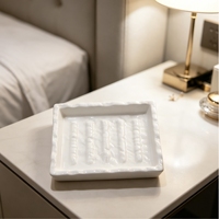 Plateau rectangulaire en céramique noir et blanc, finition mate texturée, style Instagram, décoration d'intérieur haut de gamme, présentoir d'aromathérapie pour hôtel, cadeau