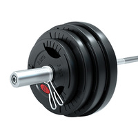 Plaques de poids pour barre d'haltères, plaques en caoutchouc à trois poignées, plaques en acier avec insert en caoutchouc pour la musculation, la remise en forme et l'haltérophilie
