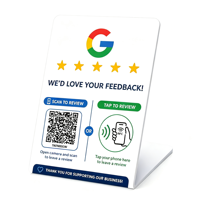 Support NFC Google Review avec plaque QR Code en PVC pour comptoir – Affichage tactile pour avis clients et feedback d'entreprise