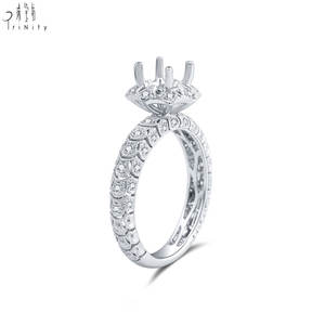 Bague de fiançailles semi-montée en or blanc 18 carats avec diamant naturel, style vintage exclusif fait main, pour femme, à porter comme alliance de mariage - Product Image 4