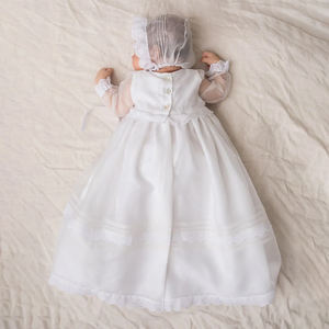 Abiti da battesimo bianchi abbigliamento per bambini girocollo maniche lunghe neonato comunione battesimo <span class=keywords><strong>vestito</strong></span> da bambino con cappello - Product Image 3
