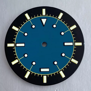 Cadran de montre vierge de 33,5 mm sans logo, cadran vert lumineux, aiguilles à bord noir pour mouvements de montre ETA2824 et série <span class=keywords><strong>NH</strong></span>, pièces de montre - Product Image 4