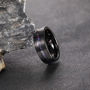 Anelli Classici da Uomo Tempusort in Carburo di Tungsteno Spazzolato Placcato Nero da 8mm, Gioielli alla Moda per Regalo Anniversario - Product Image 3