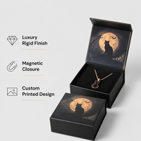 Boîte à bijoux d'Halloween personnalisée, boîte cadeau rigide magnétique avec impression de chat noir, vente en gros, emballage pour bague et collier, OEM, luxe