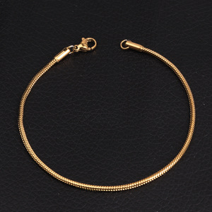 Pulsera de Cadena de Serpiente Redonda de Acero Inoxidable Chapada en Oro de 18k con PVD Plateado de Moda al por Mayor, Ancho de 0.9mm, 1.5mm, 2mm, 2.4mm, 3.2mm - Product Image 6