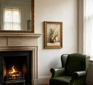 Impression sur toile de nature morte avec branches d'olivier vertes encadrées d'or antique, art mural végétal, décoration intérieure OEM ODM - Product Image 5