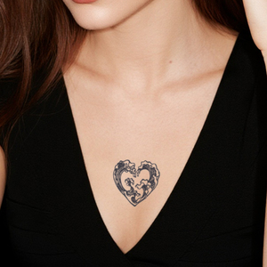 รอยสักชั่วคราวลายคลื่นหัวใจ รอยสักกึ่งถาวร กันน้ำ กันเหงื่อ ติดทนนาน 2 สัปดาห์ สำหรับแขน ขา อก ไหปลาร้า - Product Image 3