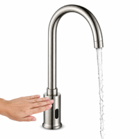 Robinet de lavabo automatique infrarouge sans contact à capteur, bec col de cygne mains libres pour salle de bain