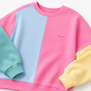 Sudadera Oversize de Mujer con Bloques de Color y Parches, Hombros Caídos, Cuello Redondo, Bordado Personalizado, Estilo Casual Holgado - Product Image 3