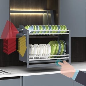 Smart <b>Dish</b> <b>Rack</b>-Wall-Mounted Adjustable Pull Shelf Lifting System Cabinet Organizer Touch Switch <b>Rack</b> TSW-B Touch Switch Functio - Product Image 1