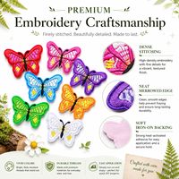 En gros, Patchs brodés thermocollants et à coudre, motifs papillon, ailes arc-en-ciel colorées, insectes, fleurs de jardin, mignons