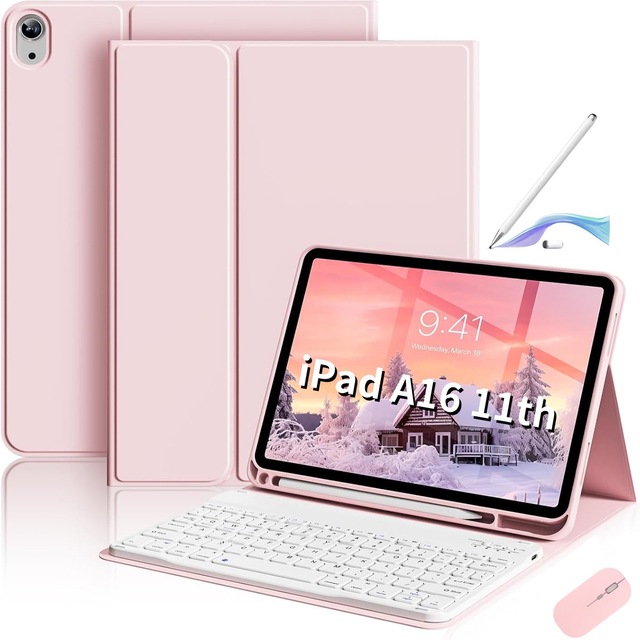 Magnetically Detachable TPU Case with Wireless BT Keyboard Wireless Mouse for iPad 10 11 Air 7