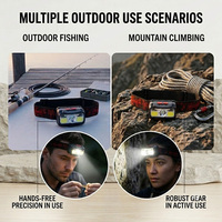 Lampe frontale portable d'extérieur à capteur de mouvement rechargeable LED XPG COB, mains libres pour le camping, la course et la pêche