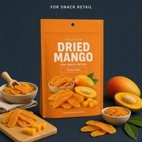 Sacs de mangues séchées imprimés sur mesure, sachets refermables de qualité alimentaire pour l'emballage de tranches de mangue, pour la vente en gros et au détail de snacks