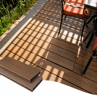 Nouvelle technologie WPC : dalles de terrasse composites co-extrudées à trous, style européen, lisses, en bois de teck et plastique, pour jardin extérieur