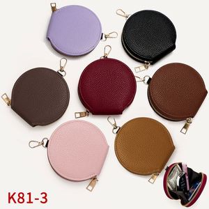 PU Leather Women Wallet Keychain Zipper <b>Lock</b> Coin Purse Round <b>Portable</b> Mini Hanging Bag Card Holder Key Bag - Product Image 2
