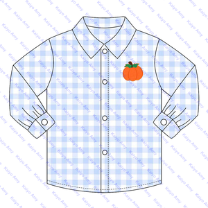 Logo personalizzato <span class=keywords><strong>zucca</strong></span> intrecciata in cotone a quadretti per bambini abiti <span class=keywords><strong>da</strong></span> <span class=keywords><strong>bambina</strong></span> abbinati pagliaccetti a bolle per neonato - Product Image 6