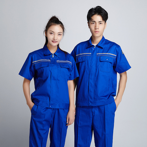 Летний тонкий дышащий антистатический Рабочий костюм мужской женский комбинезон с коротким рукавом для АЗС электрозащита труда - Product Image 3