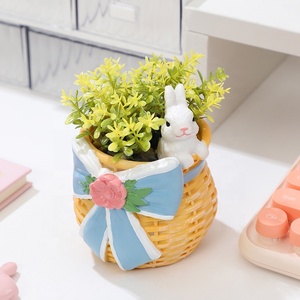 Simulation de panier en <span class=keywords><strong>résine</strong></span> tissée en forme de <span class=keywords><strong>jardinière</strong></span> décorative en <span class=keywords><strong>résine</strong></span> succulente, mini pots de fleurs bonsaï pour le jardinage et la décoration intérieure - Product Image 4