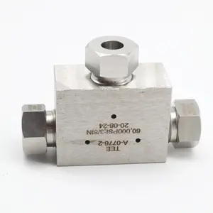 60 KSI high pressure waterjet T pump parts Tee rotary union 1/4 in"; 3/8" ; 9/16" pipe fitting parts