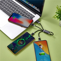 Cable de Carga Portátil 3 en 1 para Llavero, Cable USB Multifunción de Cobre Puro con Trenzado de Nailon
