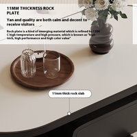 Table basse moderne décontractée à tiroirs plaque de roche simple peinture noire blanche Style de luxe petite maison appartements table basse