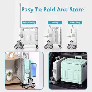 Collapsible Waterproof Durable Platform <b>Tool</b> Camping Colorful Folding Shopping Cart 4 Wheels Mesh Cover Portable <b>Trolley</b> - Product Image 3