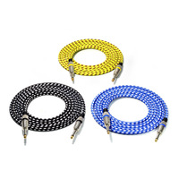 Kabel Gitar ODM Berlapis Emas 6.35mm Stereo TS Plug Tembaga Murni dengan Pelindung Foil Kepang dan Selubung PVC, Tipe Lurus-ke-Lurus