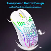 Ratón Inalámbrico Profesional para Juegos, 2400DPI, Recargable, RGB, con Diseño de Panal de Abeja