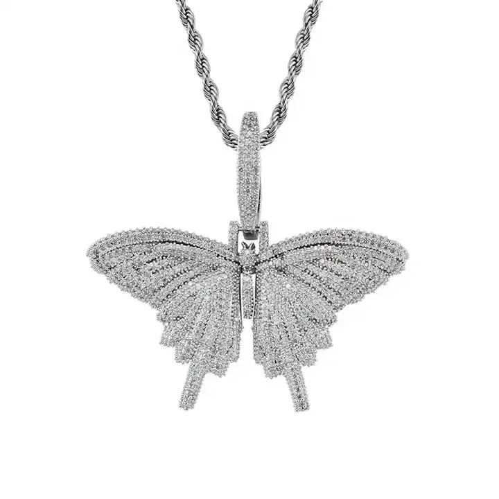Offre Spéciale mode glacé Cz diamant papillon collier pendentif bijoux