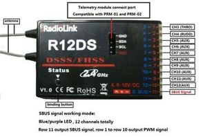 Récepteur <span class=keywords><strong>Radiolink</strong></span> <span class=keywords><strong>R12DS</strong></span> 2.4G 12CH FHSS DSSS à spectre étalé avec double antenne - Product Image 4