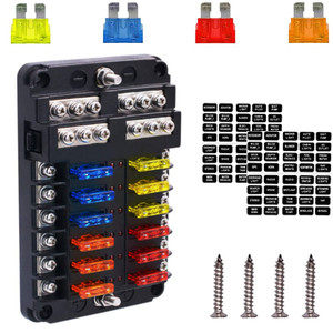 12 cách Lưỡi Cầu Chì khối 12V 32V cầu chì hộp chủ M5 Stud với <span class=keywords><strong>LED</strong></span> chỉ số ánh sáng cho tự động xe biển, 24 cái Cầu chì lưỡi - Product Image 3