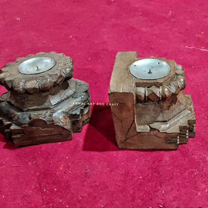 Bougeoir en bois antique avec poignée en fer mat, fait à la main, design classique conique, plateau de mariage, décoration de la maison, autres bougies - Product Image 5