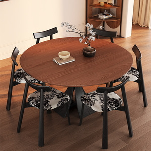 <b>Solid</b> <b>Wood</b> Extendable <b>Round</b> <b>Dining</b> <b>Table</b> With Support Structure For <b>Dining</b> Room - Product Image 4