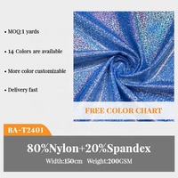 Pas de quantité minimale de commande extensible Mystique holographique irisé boiteux feuille métallique Nylon Spandex tissu gymnastique justaucorps maillots de bain tissus